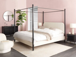 Beliani Four Poster Bed Boucle Dannemois 180 X 200 Cm (Eu Super King) Off-White - thumbnail 2