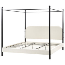 Beliani Four Poster Bed Boucle Dannemois 180 X 200 Cm (Eu Super King) Off-White - thumbnail 4