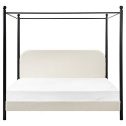 Beliani Four Poster Bed Boucle Dannemois 180 X 200 Cm (Eu Super King) Off-White - thumbnail 5