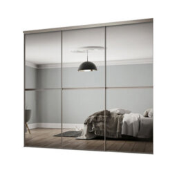 Spacepro Minimalist Mirror Panelled Mirrored 3 Door Sliding Wardrobe Door Kit (H)2220mm (W)2702mm - thumbnail 1