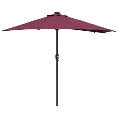 Berkfield Modern Garden Parasol With Led Strip Lights Bordeaux Red Fabric - image 1