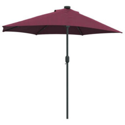 Berkfield Modern Garden Parasol With Led Strip Lights Bordeaux Red Fabric - thumbnail 7