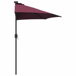 Berkfield Modern Garden Parasol With Led Strip Lights Bordeaux Red Fabric - thumbnail 6
