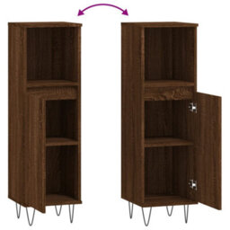Walplus Bathroom Cabinet Brown Oak 30X30X100 Cm Engineered Wood - thumbnail 9