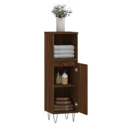 Walplus Bathroom Cabinet Brown Oak 30X30X100 Cm Engineered Wood - thumbnail 4