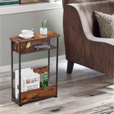 Rafaelo Mobilia Industrial Rustic 3 Tier Side Table With Magazine Rack - image 1