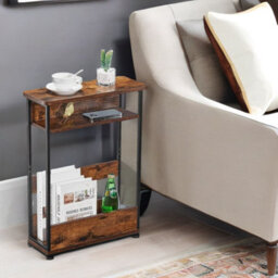 Rafaelo Mobilia Industrial Rustic 3 Tier Side Table With Magazine Rack - thumbnail 3