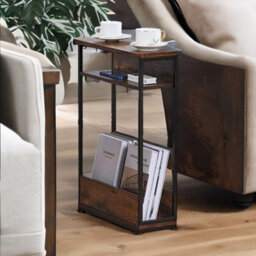 Rafaelo Mobilia Industrial Rustic 3 Tier Side Table With Magazine Rack - thumbnail 6