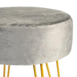 Harbour Housewares Velvet Footstool - Round Modern Dressing Table Footstool Vanity Seat Chairs - 40 X 35Cm - Grey/gold - thumbnail 4