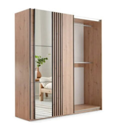 Arte Sintra 203Cm Sliding Wardrobe - Artisan Oak, Sleek Storage Meets Trendy Warmth - thumbnail 5