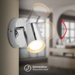 Briloner Chrome Metal Gu10 Wall Spotlight Adjustable Ip44 Max 9W - thumbnail 3