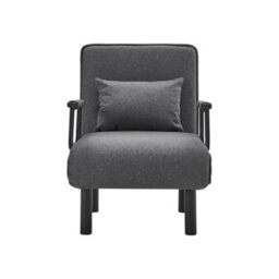 Living And Home Grey Linen Upholstered 3-In-1 Lounge Armchair Sofa Chair And Sofa Bed With Pillow - thumbnail 4