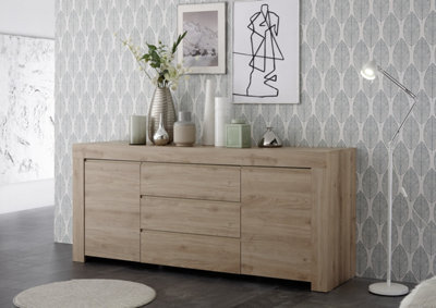 FurniComp LTD Furnicomp Roma Oak Effect 2 Door 3 Drawer Wide Sideboard - image 1