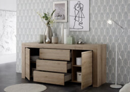 FurniComp LTD Furnicomp Roma Oak Effect 2 Door 3 Drawer Wide Sideboard - thumbnail 2
