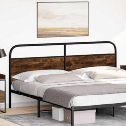 Berkfield Headboard Smoked Oak 190 Cm Steel And Engineered Wood - thumbnail 2