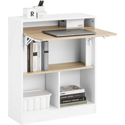 Elegant Wall-Mounted Folding Desk With 5 Storage Shelves - image 1