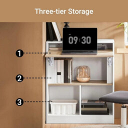 Elegant Wall-Mounted Folding Desk With 5 Storage Shelves - thumbnail 6