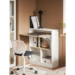 Elegant Wall-Mounted Folding Desk With 5 Storage Shelves - thumbnail 3
