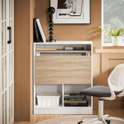 Elegant Wall-Mounted Folding Desk With 5 Storage Shelves - thumbnail 5