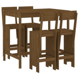 Berkfield 5 Piece Garden Bar Set Honey Brown Solid Wood Pine - thumbnail 2
