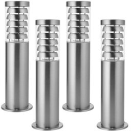 4 Pack Outdoor Garden Bollard Light Stainless Steel Outside Path Led Lamp Post - thumbnail 1