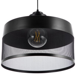 Beliani Pendant Lamp Black Metal Mesh Vintage Ceiling Light, 41Cm Diameter, 99Cm Drop - thumbnail 3