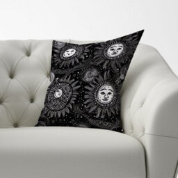 Warren Reed Designer Moon And Sun White Black Cushions 60Cm X 60Cm - thumbnail 2