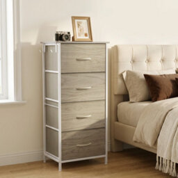 Homcom Fabric Chest Of Drawers, 4 Drawer Dresser For Bedroom, Natural Wood - thumbnail 1