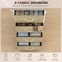 Homcom Fabric Chest Of Drawers, 4 Drawer Dresser For Bedroom, Natural Wood - thumbnail 4