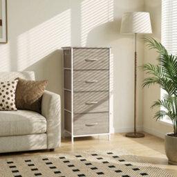 Homcom Fabric Chest Of Drawers, 4 Drawer Dresser For Bedroom, Natural Wood - thumbnail 9