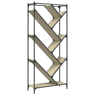 Berkfield Durable Bookcase Sonoma Oak 79X30X180 Cm Engineered Wood And Metal - image 1