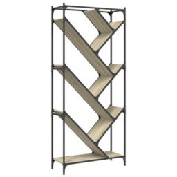 Berkfield Durable Bookcase Sonoma Oak 79X30X180 Cm Engineered Wood And Metal - thumbnail 1