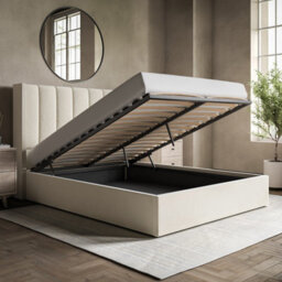 Stratus Interiors Madison Dusk Wing Back Ottoman Storage Bed Cream And Grey - Super King - thumbnail 3