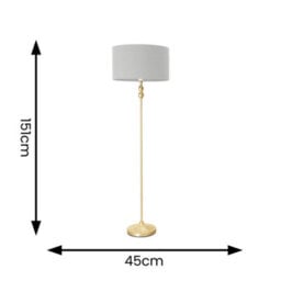 Valuelights Maggie Gold Metal Candlestick Floor Lamp With Grey Fabric Lamp Shade And Led Bulb - thumbnail 6