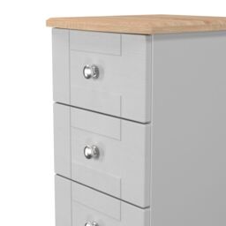 Santander Ready Assembled Matt Grey & Oak 5 Drawer Wide Bedside Chest (H)1074mm (W)395mm (D)411mm - thumbnail 3