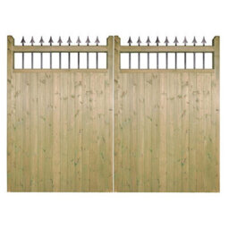 Burbage Iron Craft Hampton Low Double Driveway Garden Gate - Pressure Treated Scandinavian Redwood - W3300 X H1200 mm - thumbnail 2
