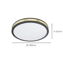 Eglo Pescaito Led Black And Gold Flush Round Ceiling Light, Large - thumbnail 4