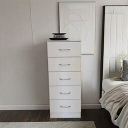 Home Treats Tall Chest Of 5 Drawers White Bedroom Furniture - thumbnail 5