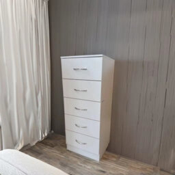 Home Treats Tall Chest Of 5 Drawers White Bedroom Furniture - thumbnail 4