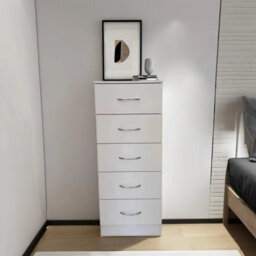 Home Treats Tall Chest Of 5 Drawers White Bedroom Furniture - thumbnail 7