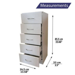 Home Treats Tall Chest Of 5 Drawers White Bedroom Furniture - thumbnail 3