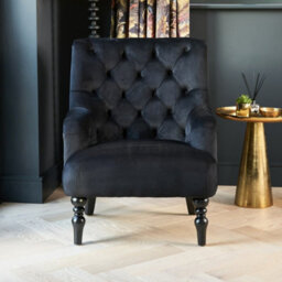 The Furniture Market Chatsworth Black Velvet Button Upholstered Armchair - thumbnail 3