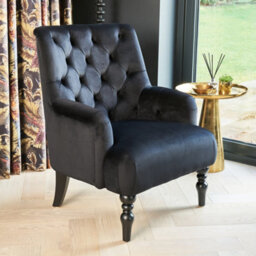 The Furniture Market Chatsworth Black Velvet Button Upholstered Armchair - thumbnail 2