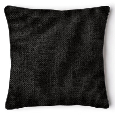 Intimates Textured Chenille Square Cushion, Zip Closure, Machine Washable, - Elegant And Durable Home Decor Sofa Cushion - Black