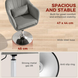 Homcom Retro Velvet Swivel Tub Chair With Steel Frame Grey - thumbnail 5