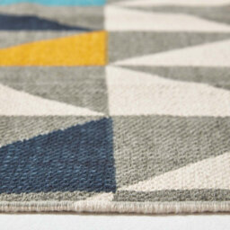 Homescapes Copenhagen Blue, Yellow And Grey 100% Cotton Geometric Style Scandi Printed Rug, 120 X 170 Cm - thumbnail 4