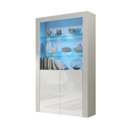Spectrum Display Cabinet 170Cm White With High Gloss Doors And Led Lighting - Creative Furniture - thumbnail 3