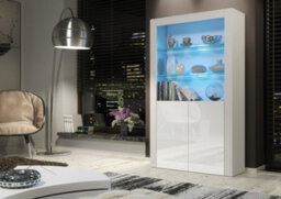 Spectrum Display Cabinet 170Cm White With High Gloss Doors And Led Lighting - Creative Furniture - thumbnail 2