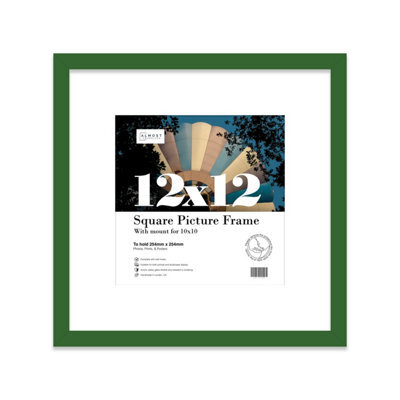 "12X12"" Green Picture Frame - 12X12"" Square Frame With 10X10"" Mount For 12X12""/10X10"" Pictures Art Deco Style Room Decor, 1 Pack" - image 1