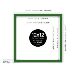 "12X12"" Green Picture Frame - 12X12"" Square Frame With 10X10"" Mount For 12X12""/10X10"" Pictures Art Deco Style Room Decor, 1 Pack" - thumbnail 2